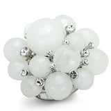 Alamode Rhodium Brass Ring with Synthetic Synthetic Glass in White - Alamode - Flyclothing LLC