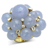 Alamode Gold Brass Ring with Synthetic Synthetic Glass in Gray - Alamode - Flyclothing LLC