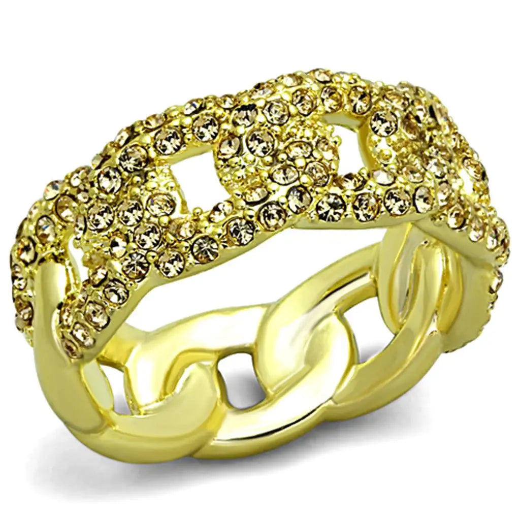 Alamode Gold Brass Ring with Top Grade Crystal in Light Smoked - Alamode - Flyclothing LLC