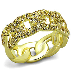 Alamode Gold Brass Ring with Top Grade Crystal in Light Smoked