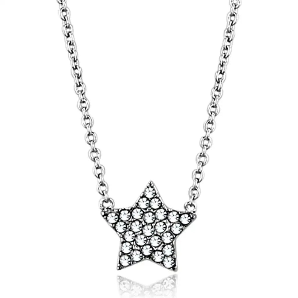 Alamode Rhodium Brass Necklace with Top Grade Crystal in Clear - Alamode