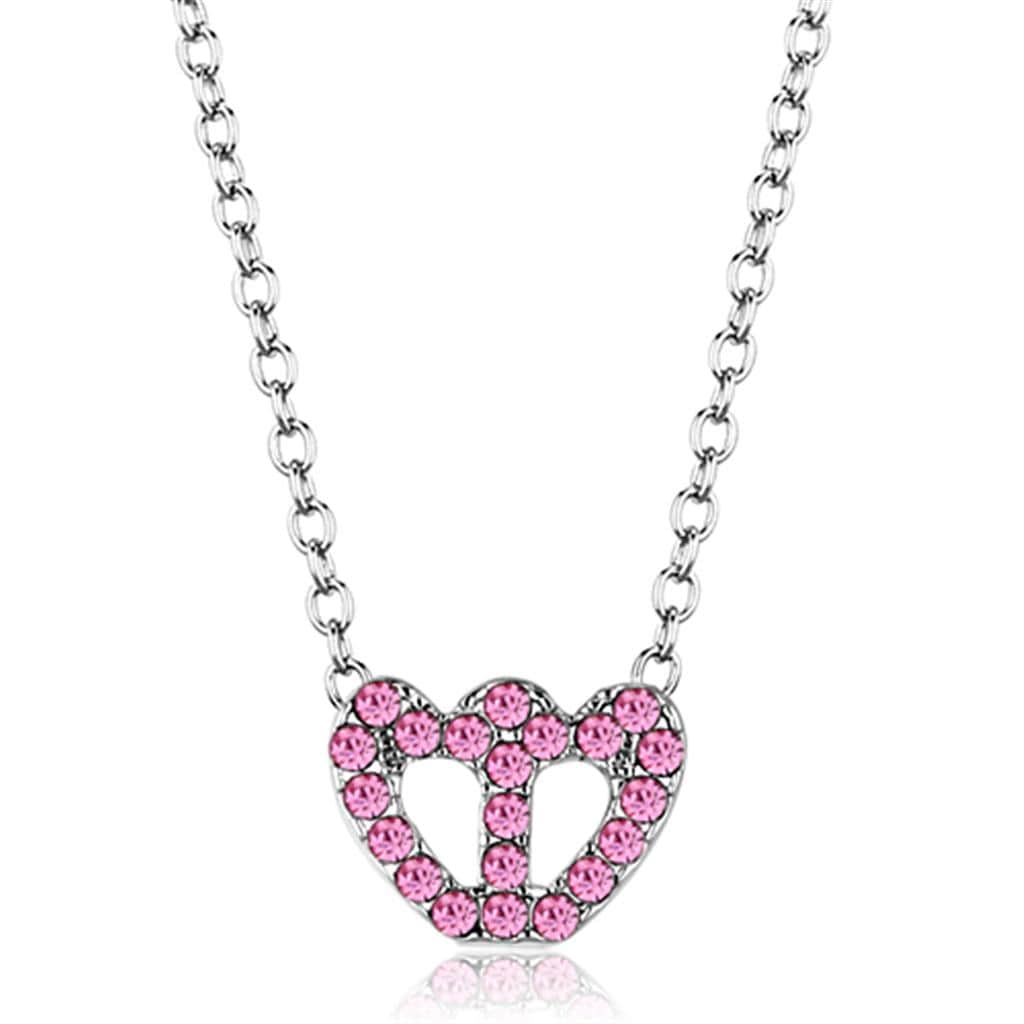 Alamode Rhodium Brass Chain Pendant with Top Grade Crystal in Rose - Alamode - Flyclothing LLC