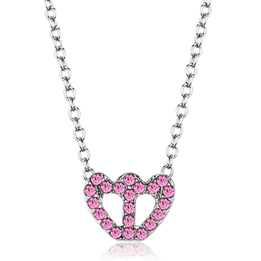 Alamode Rhodium Brass Chain Pendant with Top Grade Crystal in Rose - Alamode