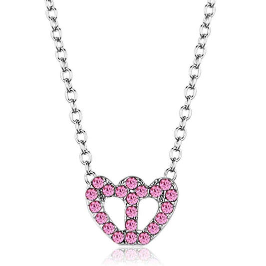 Alamode Rhodium Brass Chain Pendant with Top Grade Crystal in Rose - Alamode - Flyclothing LLC