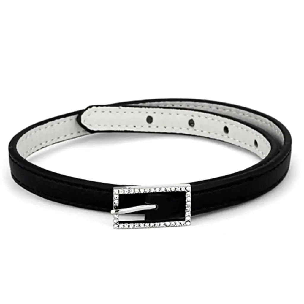 Alamode Rhodium Brass Bracelet with Top Grade Crystal in Clear - Alamode - Flyclothing LLC