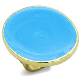 Alamode Gold Brass Ring with Epoxy in Sea Blue - Alamode