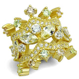Alamode Gold Brass Ring with AAA Grade CZ in Clear - Alamode - Flyclothing LLC