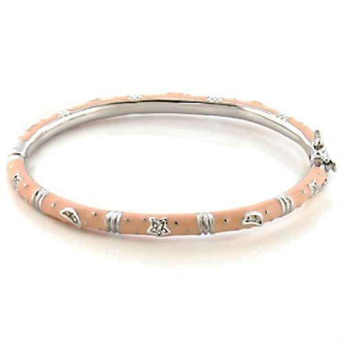 Alamode Rhodium Brass Bangle with Top Grade Crystal in Clear - Alamode - Flyclothing LLC