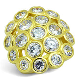 Alamode Gold Brass Ring with AAA Grade CZ in Clear - Alamode