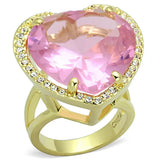 Alamode Gold Brass Ring with Synthetic Synthetic Glass in Rose - Alamode - Flyclothing LLC