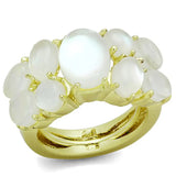 Alamode Gold Brass Ring with Synthetic Cat Eye in Aurora Borealis (Rainbow Effect) - Alamode - Flyclothing LLC