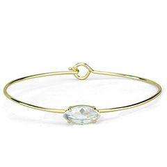 Alamode Gold Brass Bangle with AAA Grade CZ in Clear - Alamode