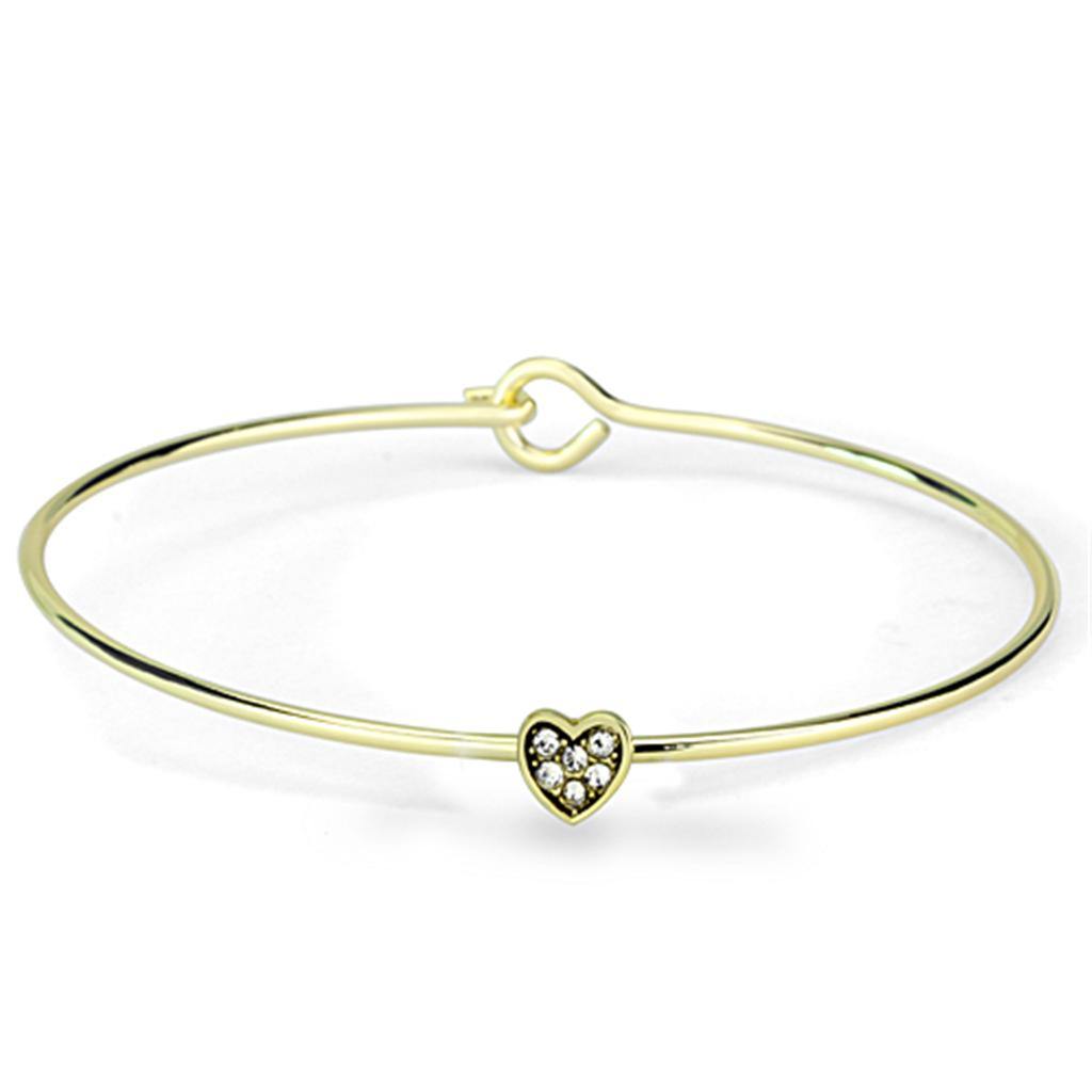 Alamode Gold Brass Bangle with Top Grade Crystal in Clear - Alamode