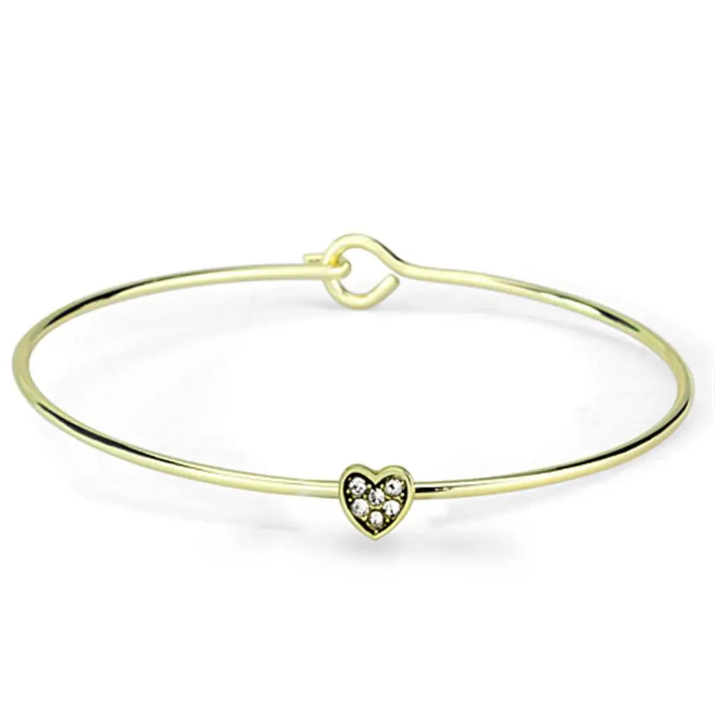 Alamode Gold Brass Bangle with Top Grade Crystal in Clear - Alamode - Flyclothing LLC