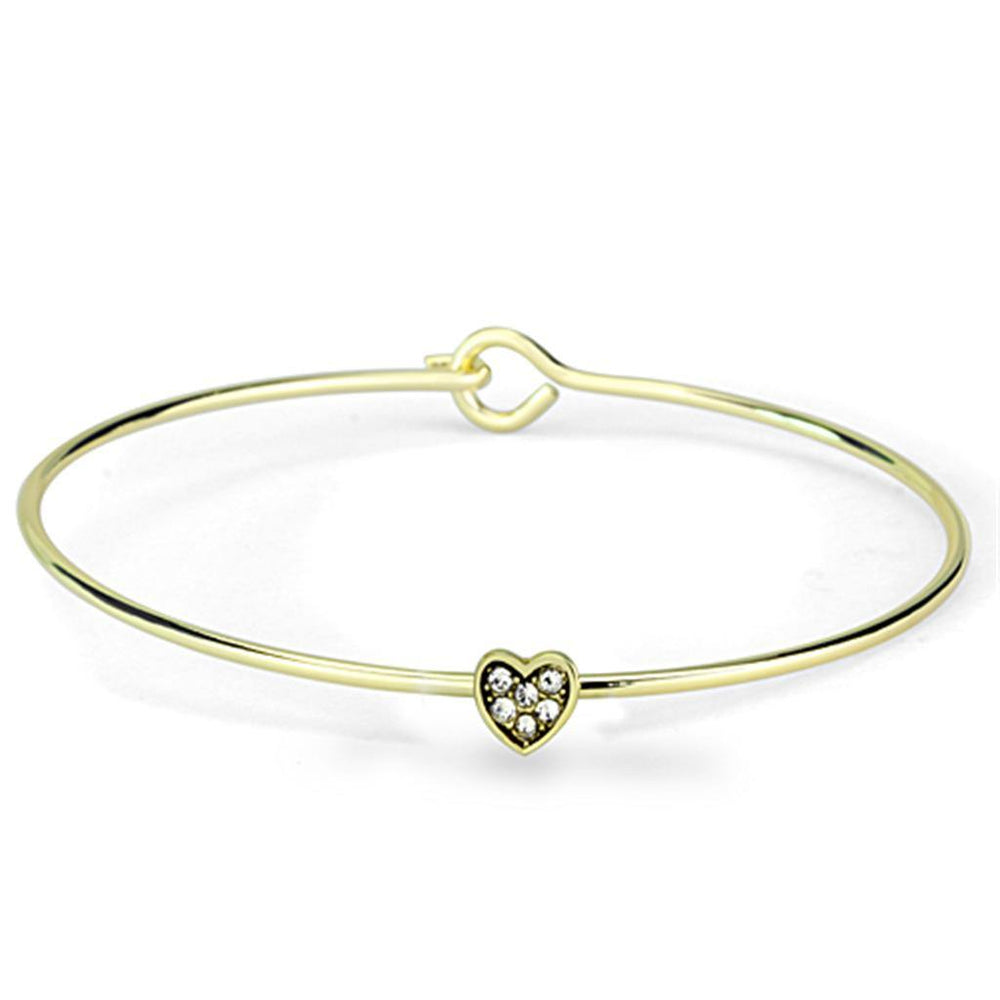 Alamode Gold Brass Bangle with Top Grade Crystal in Clear - Alamode