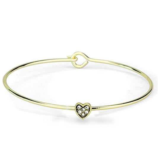 Alamode Gold Brass Bangle with Top Grade Crystal in Clear - Alamode
