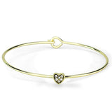 Alamode Gold Brass Bangle with Top Grade Crystal in Clear - Alamode