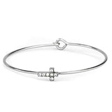 Alamode Rhodium Brass Bangle with Top Grade Crystal in Clear - Alamode - Flyclothing LLC