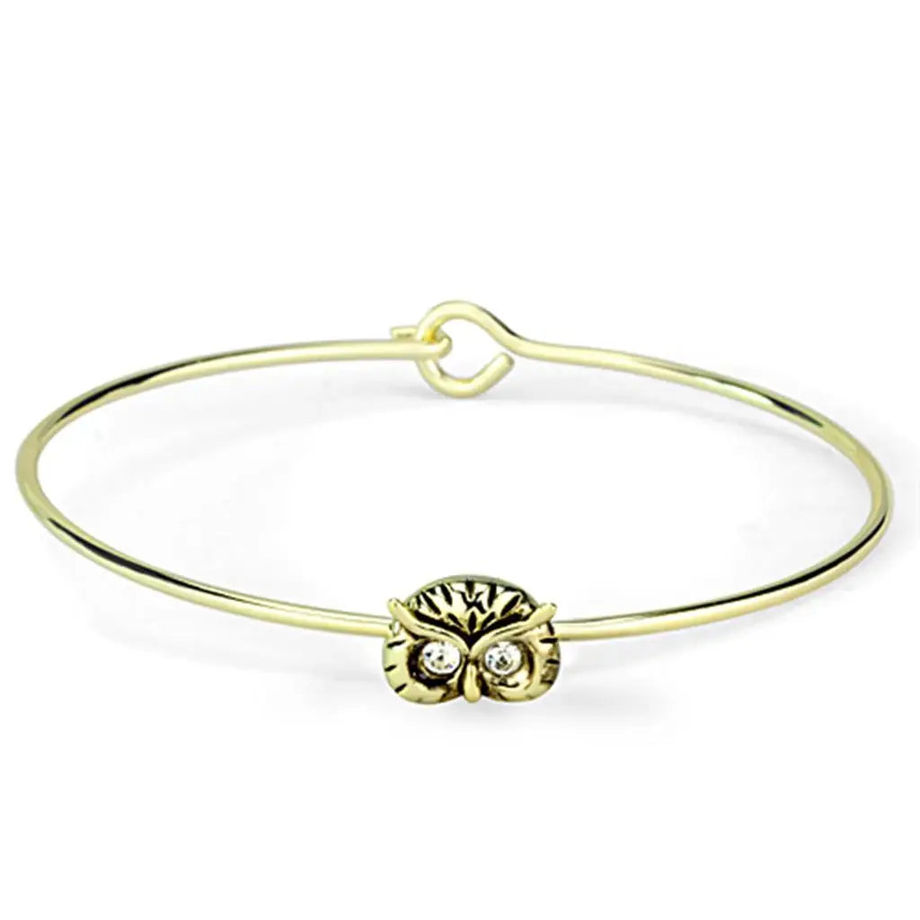 Alamode Gold Brass Bangle with Top Grade Crystal in Clear - Alamode - Flyclothing LLC