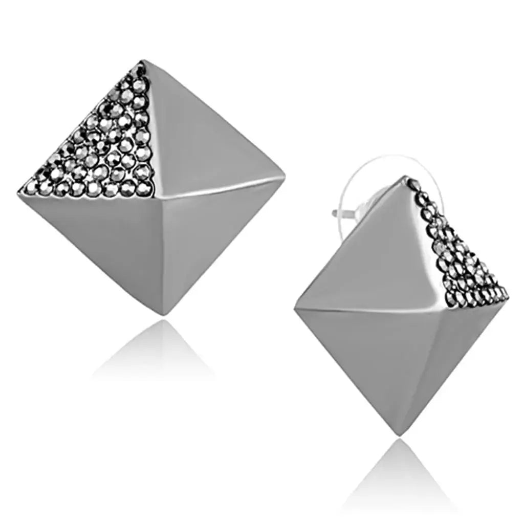 Alamode Ruthenium Brass Earrings with Top Grade Crystal in Hematite - Alamode - Flyclothing LLC