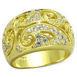 Alamode Gold Brass Ring with AAA Grade CZ in Clear - Alamode