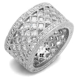 Alamode Rhodium Brass Ring with AAA Grade CZ in Clear - Alamode - Flyclothing LLC