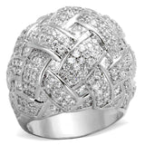 Alamode Rhodium Brass Ring with AAA Grade CZ in Clear - Alamode