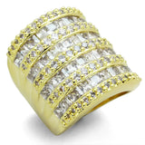 Alamode Gold Brass Ring with AAA Grade CZ in Clear - Alamode - Flyclothing LLC