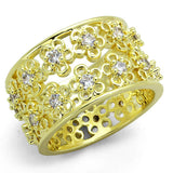 Alamode Gold Brass Ring with AAA Grade CZ in Clear - Alamode