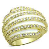 Alamode Gold Brass Ring with AAA Grade CZ in Clear - Alamode - Flyclothing LLC