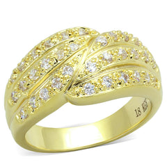 Alamode Gold Brass Ring with AAA Grade CZ in Clear - Alamode