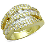 Alamode Gold Brass Ring with AAA Grade CZ in Clear - Alamode - Flyclothing LLC