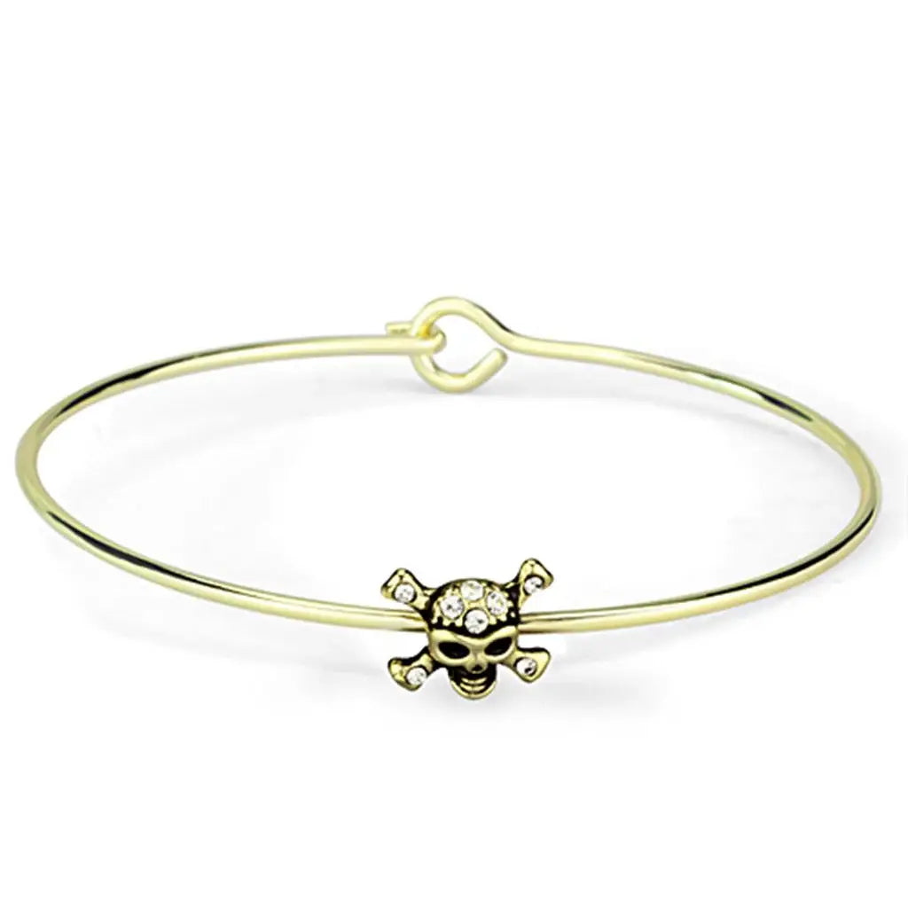 Alamode Flash Gold Brass Bangle with Top Grade Crystal in Clear - Alamode - Flyclothing LLC