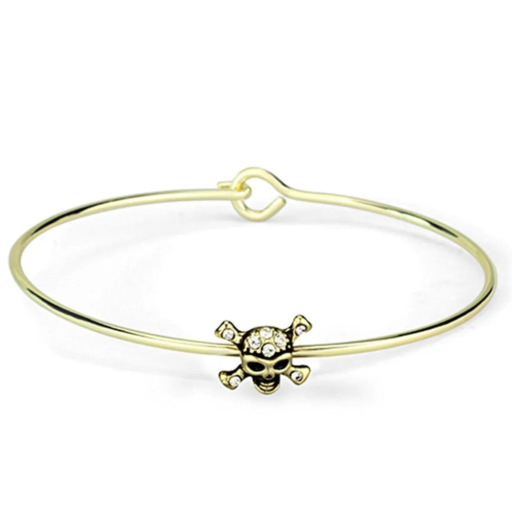 Alamode Flash Gold Brass Bangle with Top Grade Crystal in Clear - Alamode