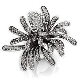 Alamode Rhodium Brass Ring with Top Grade Crystal in Clear - Alamode - Flyclothing LLC