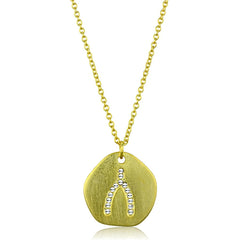 Alamode Gold & Brush Brass Chain Pendant with Top Grade Crystal in Clear