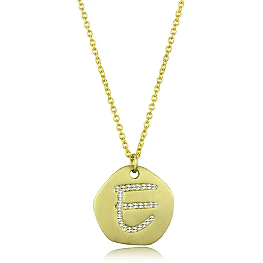 Alamode Gold Brass Chain Pendant with Top Grade Crystal in Clear - Alamode - Flyclothing LLC