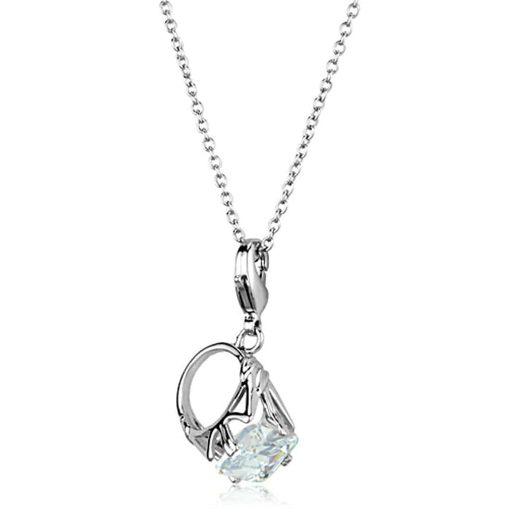 Alamode Rhodium Brass Pendant with AAA Grade CZ in Clear - Alamode
