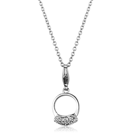 Alamode Rhodium Brass Pendant with AAA Grade CZ in Clear - Alamode - Flyclothing LLC