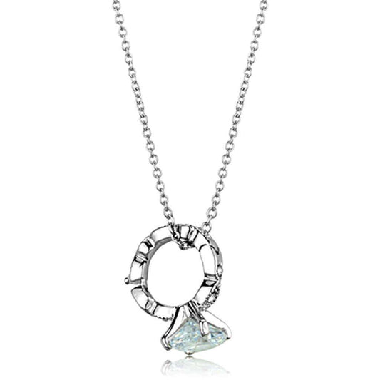 Alamode Rhodium Brass Pendant with AAA Grade CZ in Clear - Alamode - Flyclothing LLC
