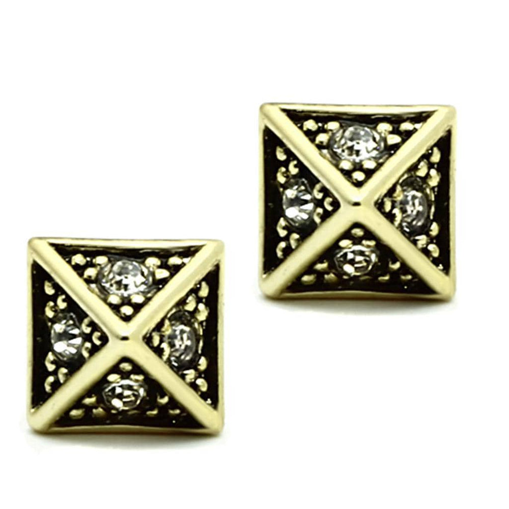 Alamode Flash Gold Brass Earrings with Top Grade Crystal in Clear - Alamode