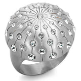 Alamode Rhodium+Brushed Brass Ring with Top Grade Crystal in Clear - Alamode - Flyclothing LLC