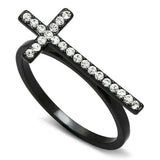 Alamode TIN Cobalt Black Brass Ring with Top Grade Crystal in Clear - Alamode - Flyclothing LLC