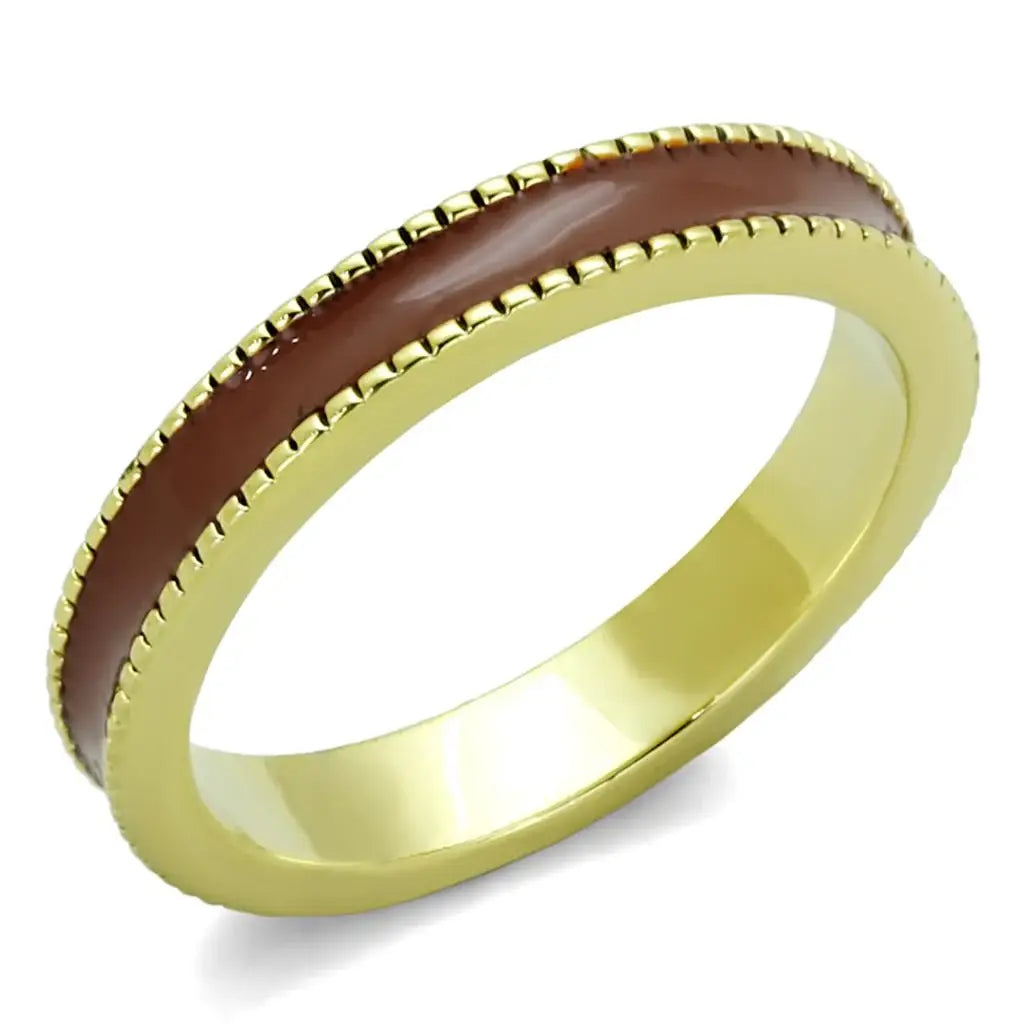 Alamode Gold Brass Ring with Epoxy in Brown - Alamode - Flyclothing LLC