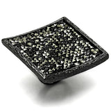 Alamode TIN Cobalt Black Brass Ring with Top Grade Crystal in Light Gray - Alamode - Flyclothing LLC