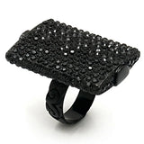 Alamode TIN Cobalt Black Brass Ring with Top Grade Crystal in Hematite - Alamode - Flyclothing LLC