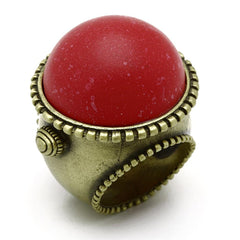 Alamode Antique Copper Brass Ring with Synthetic Synthetic Stone in Siam - Alamode