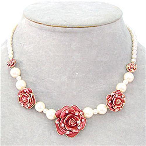 Alamode Gold Brass Necklace with Synthetic Pearl in Citrine Yellow - Alamode
