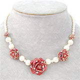 Alamode Gold Brass Necklace with Synthetic Pearl in Citrine Yellow - Alamode