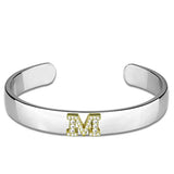 Alamode Reverse Two-Tone White Metal Bangle with Top Grade Crystal in Clear - Alamode - Flyclothing LLC